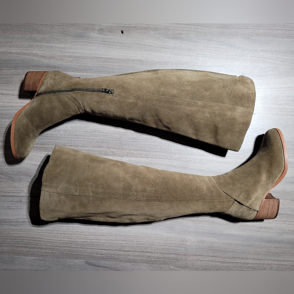 Marc Fisher Elanie Over the Knee High Olive Suede Leather Wide-Calf Boots Sz 6 - Picture 10 of 12